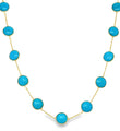 18KT GOLD TURQUOISE COIN STATION NECKLACE (8MM)