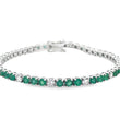 14KT WHITE GOLD DIAMOND AND EMERALD BRACELET