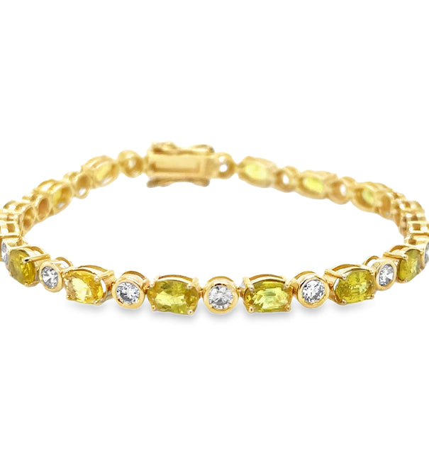 14KT YELLOW GOLD DIAMOND YELLOW SAPPHIRE BRACELET