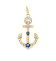 14KT YELLOW GOLD BLUE SAPPHIRE WITH DIAMONDS PENDENT