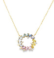 14KT YELLOW GOLD MULTI SAPPHIRE AND DIAMOND NECKLACE