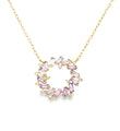 14KT YELLOW GOLD PINK SAPPHIRE AND DIAMONDS NECKLACE