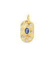 14KT YELLOW GOLD PENDANT WITH DIAMONDS AND BLUE SAPPHIRE