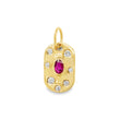 14KT YELLOW GOLD PENDANT WITH DIAMONDS AND RUBY
