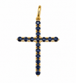 14KT GOLD BLUE SAPPHIRE CROSS PENDANT