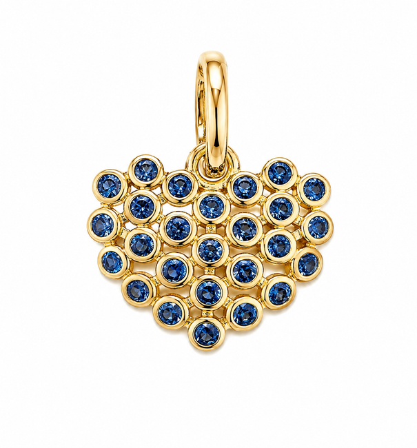 14KT GOLD BLUE SAPPHIRE HEART PENDANT