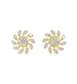 14KT YELLOW GOLD FLOWER EARRING WITH DIAMONDS