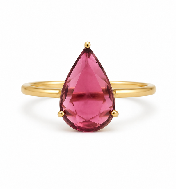 14KT GOLD TRAINGLE TOURMALINE RING