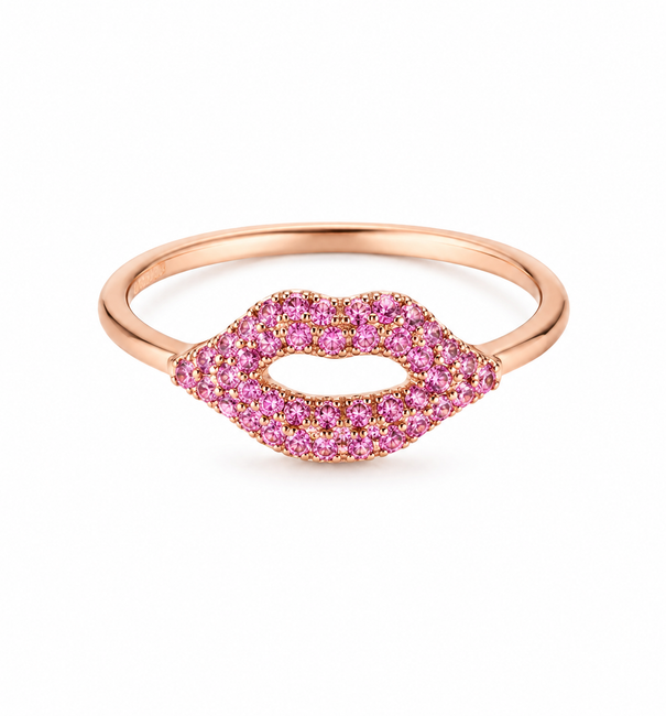 14KT ROSE GOLD RUBY LIP RING