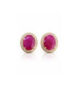 14KT YELLOW GOLD RUBY WITH DIAMONDS EARRING