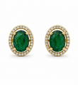 14KT YELLOW GOLD EMERALD WITH DIAMONDS EARRING