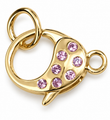 14KT YELLOW GOLD PINK SAPPHIRE LOBSTER LOCK