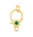 14KT YELLOW GOLD EMERALD LOBSTER LOCK