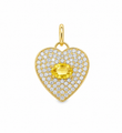 14KT YELLOW GOLD HEART PENDANT WITH YELLOW SAPPHIRE AND DIAMONDS