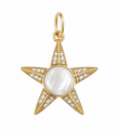 14KT YELLOW GOLD MOTHER OF PEARL STAR SHAPE PENDANT WITH DIAMONDS
