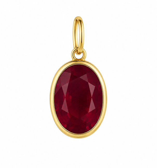 14KT YELLOW GOLD RUBY OVAL SHAPE PENDANT