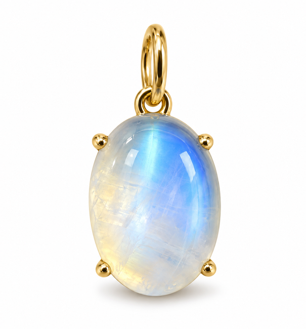 14KT GOLD CABOCHON MOONSTONE PENDANT