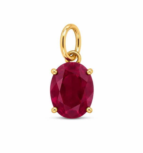 14KT YELLOW GOLD RUBY OVAL SHAPE PENDANT