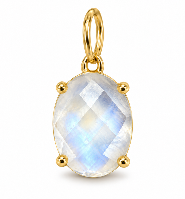 14KT GOLD OVAL ROSE CUT MOONSTONE PENDANT