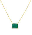 14KT YELLOW GOLD EMERALD NECKLACE WITH BALL CHAIN