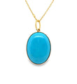 14KT YELLOW GOLD TURQUOISE OVAL PENDENT