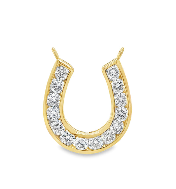 14KT YELLOW GOLD DIAMOND HORSESHOE PENDANT