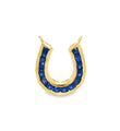 14KT YELLOW GOLD BLUE SAPPHIRE HORSESHOE PENDANT