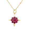 14KT YELLOW GOLD RUBY COMPASS PENDENT