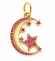 14KT GOLD HALF MOON AND STARS RUBY PENDANT