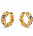 14KT GOLD MULTI SAPPHIRE HOOP EARRING (15 MM)