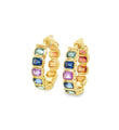14KT GOLD MULTI SAPPHIRE HOOP EARRING (20 MM)