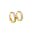 14KT YELLOW GOLD MULTI SAPPHIRE PEAR HOOP EARRING (20 MM)
