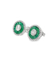 14KT WHITE GOLD EMERALD AND DIAMONDS ROUND EARINGS