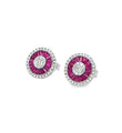14KT WHITE GOLD RUBY AND DIAMONDS ROUND EARINGS