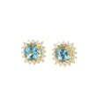 14KT GOLD AQUAMARINE AND DIAMONDS STUD EARRING