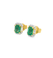 14KT GOLD DIAMOND AND EMERALD EARRING STUDS