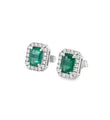14KT GOLD DIAMOND AND EMERALD EARRING (8X9 MM)