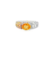 18KT GOLD WHITE AND ORANGE SAPPHIRE RING
