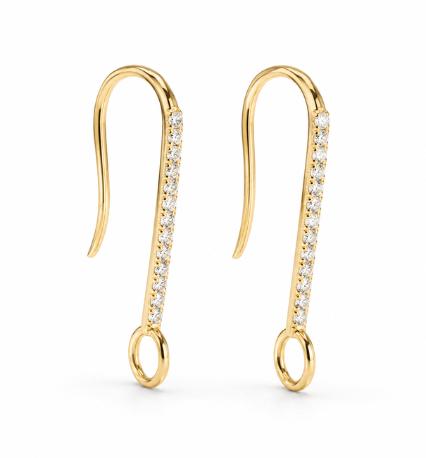 14KT GOLD DIAMOND HOOK EARRINGS