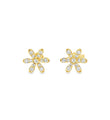 14KT YELLOW GOLD DIAMOND FLOWER SHAPE EAR STUDS