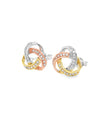 14KT TRI COLOR GOLD DIAMONDS STUD EARRINGS