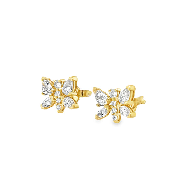 14KT GOLD DIAMOND BUTTERFLY EARRINGS