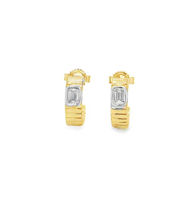 14KT TWO TONE GOLD DIAMOND EARRING