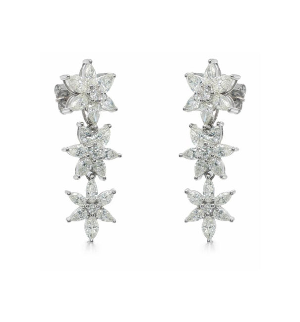 14KT WHITE GOLD DIAMOND FLOWER EARRING