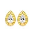 14KT YELLOW GOLD PEAR DIAMOND BEZEL EARRING STUDS