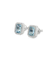 14KT GOLD AQUAMARINE AND DIAMONDS STUD EARING