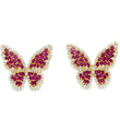 14KT YELLOW GOLD DIAMONDS AND RUBY BUTTERFLY EARRING