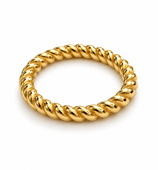 14KT YELLOW GOLD TWISTED ROUND LOCK