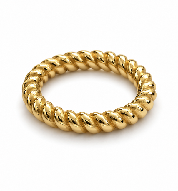 14KT YELLOW GOLD TWISTED ROUND LOCK