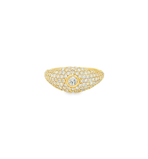 14KT YELLOW GOLD PAVE DIAMOND RING